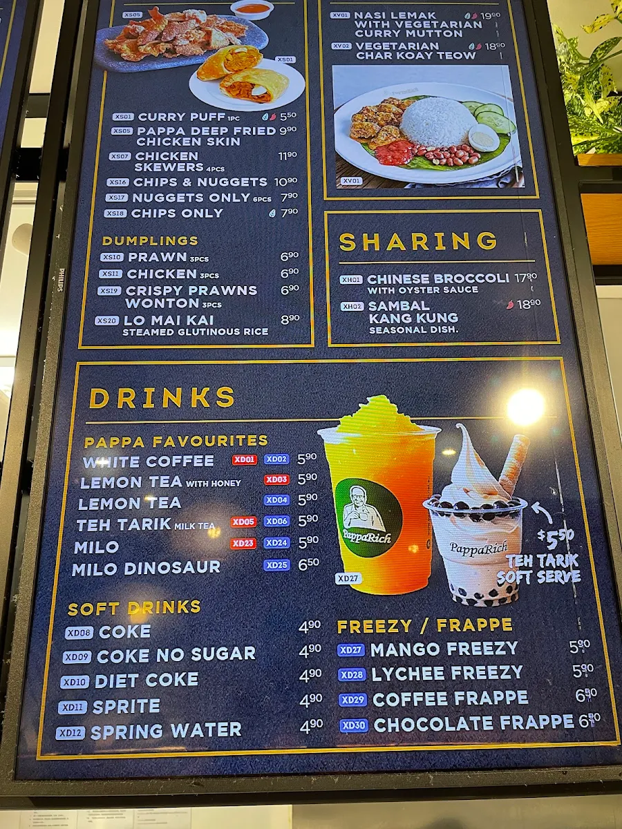 Menu, PappaRich Indooroopilly