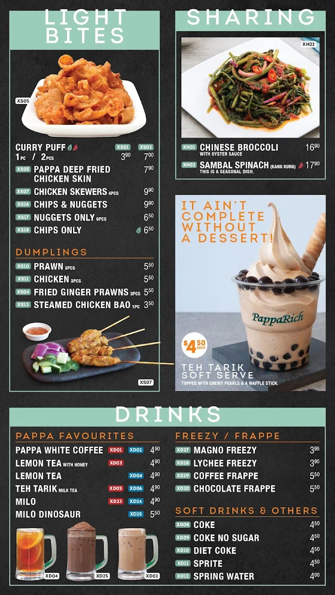 Menu, PappaRich Indooroopilly