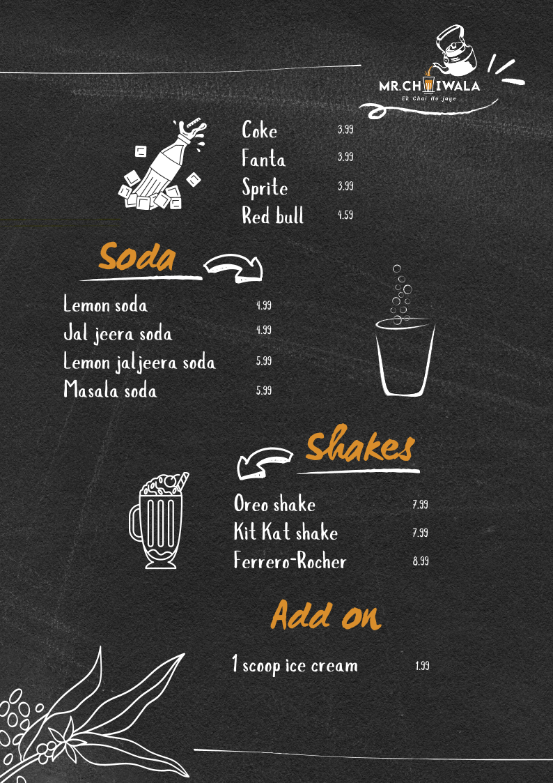 Menu, Mr. Chaiwala