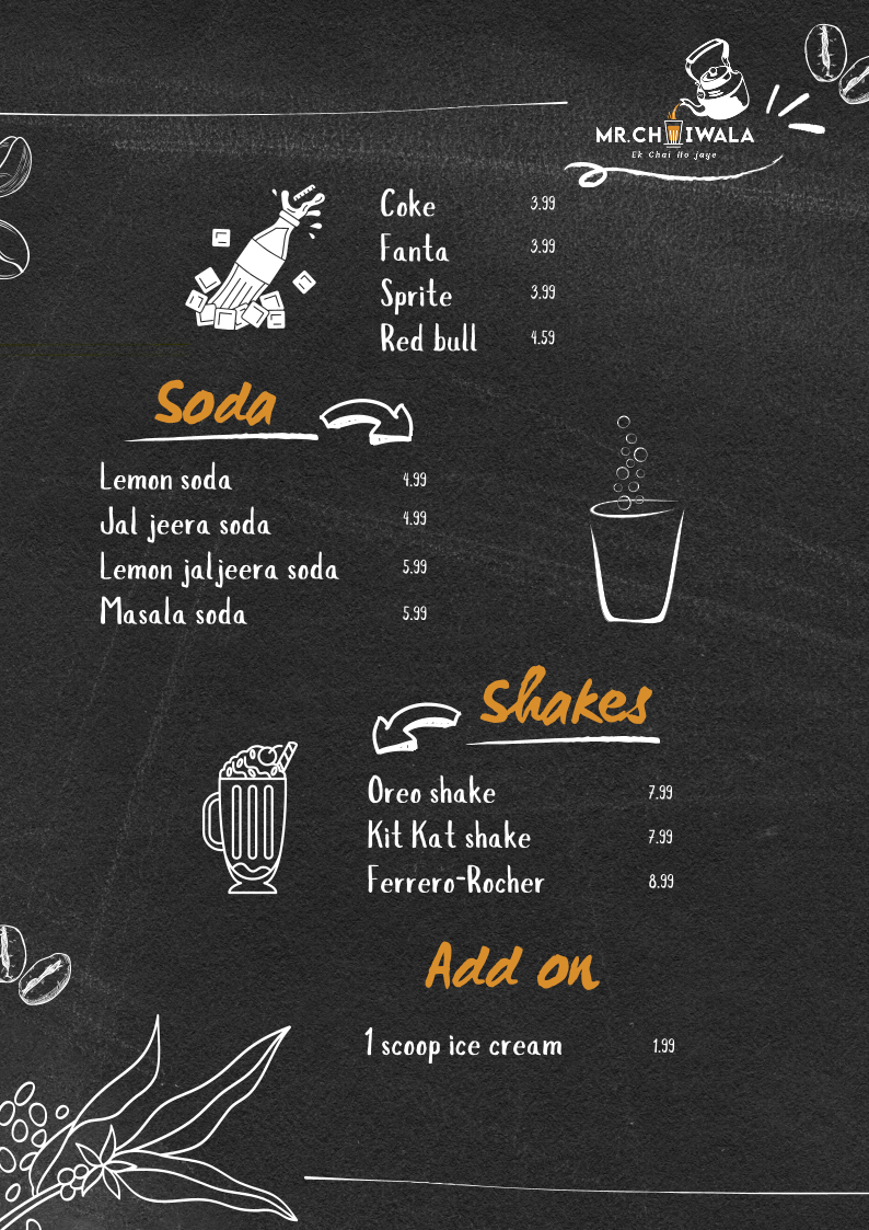 Menu, Mr. Chaiwala