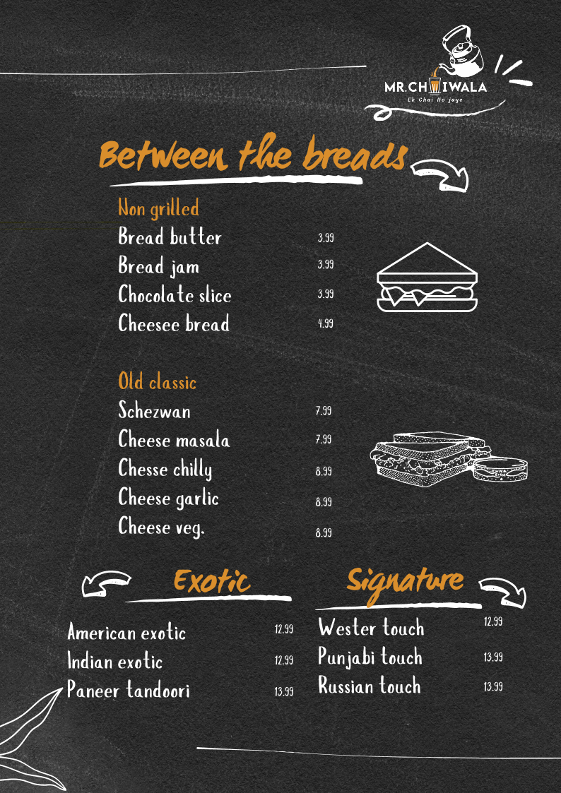 Menu, Mr. Chaiwala