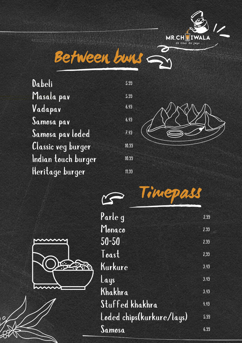 Menu, Mr. Chaiwala