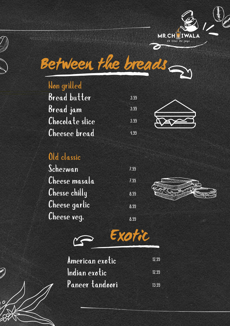 Menu, Mr. Chaiwala