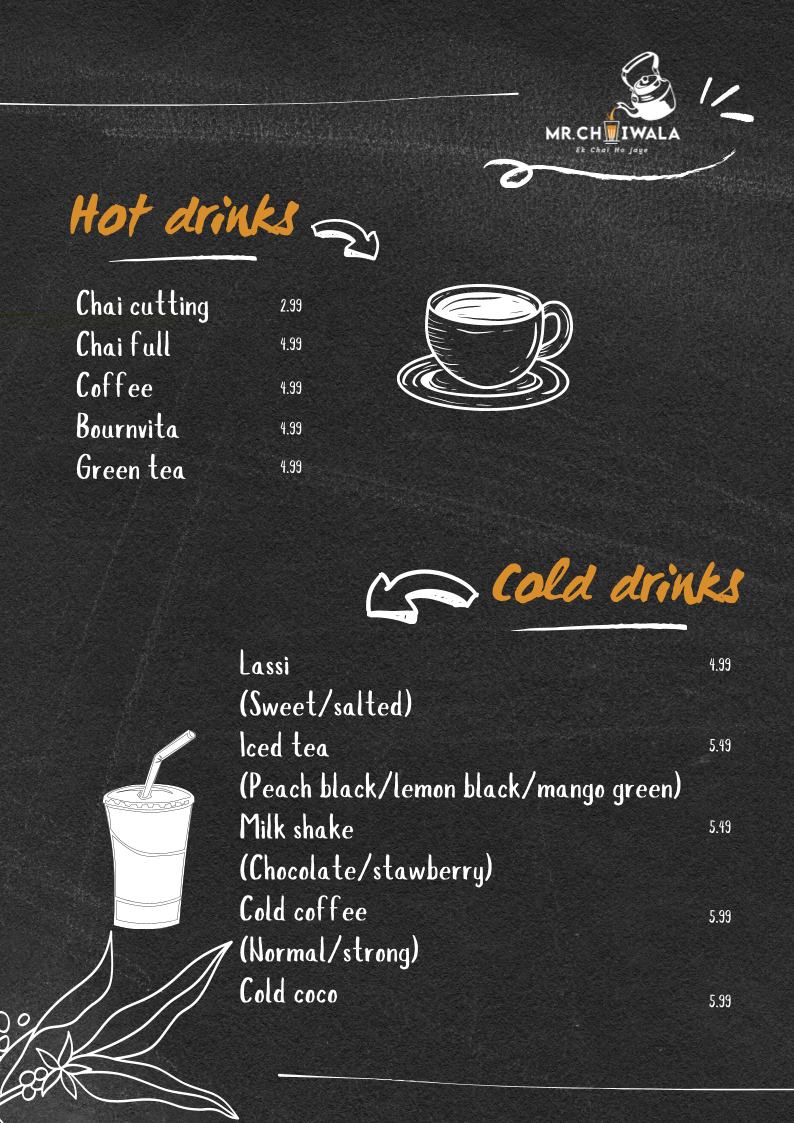 Menu, Mr. Chaiwala