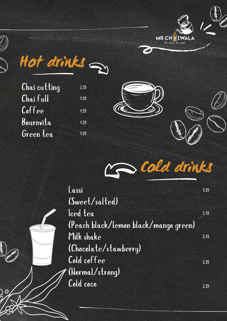 Menu, Mr. Chaiwala