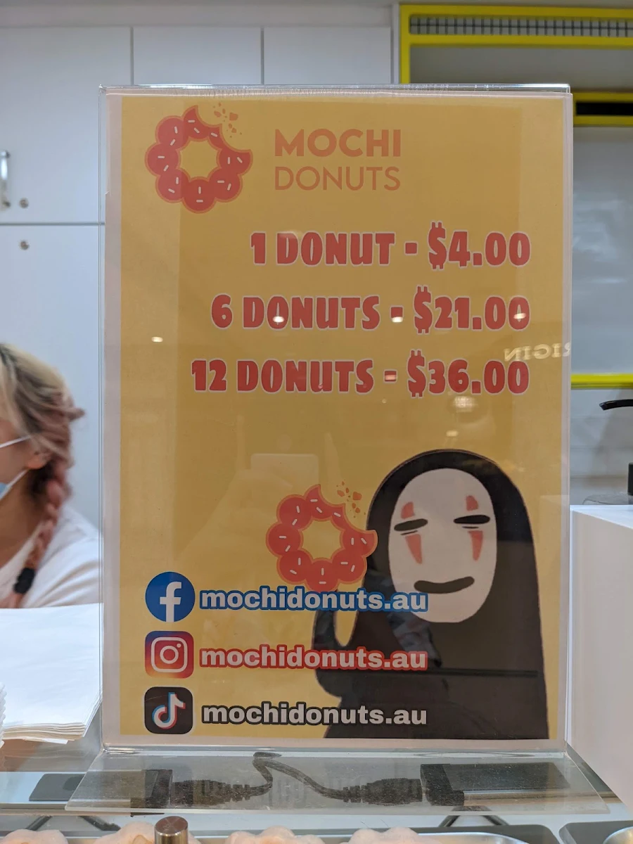 Menu, Mochi Donuts (Wynyard)