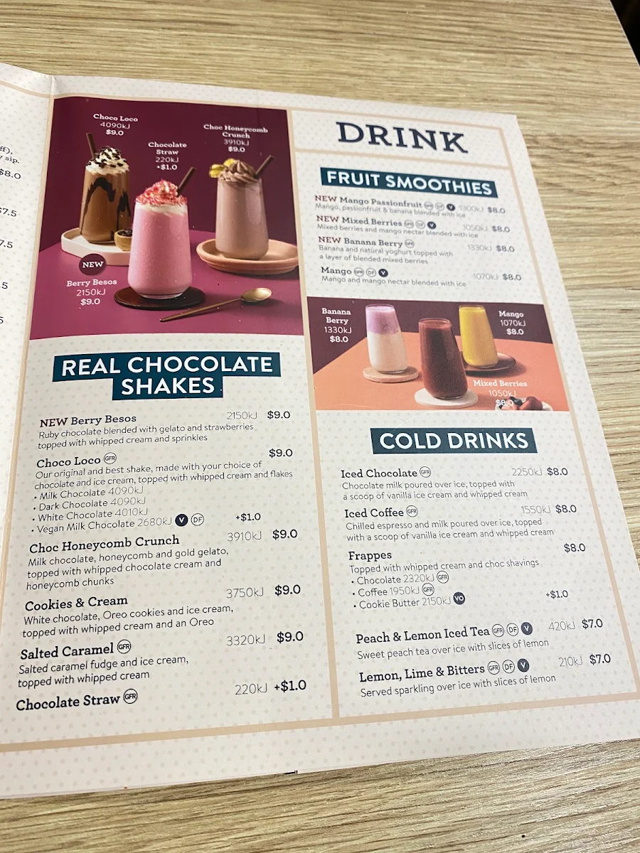 Menu, San Churro Miranda
