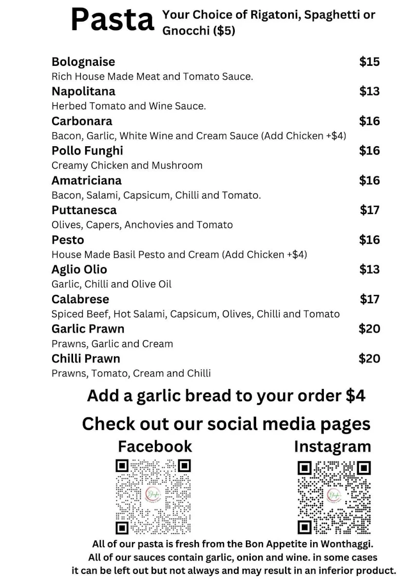 Menu, Blaykes Pizza Pasta & More