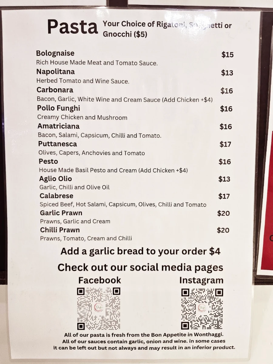 Menu, Blaykes Pizza Pasta & More