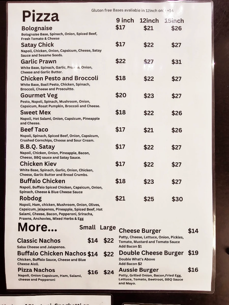 Menu, Blaykes Pizza Pasta & More