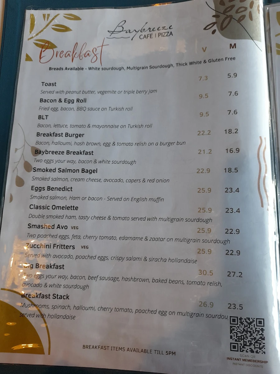 Menu, Baybreeze Cafe
