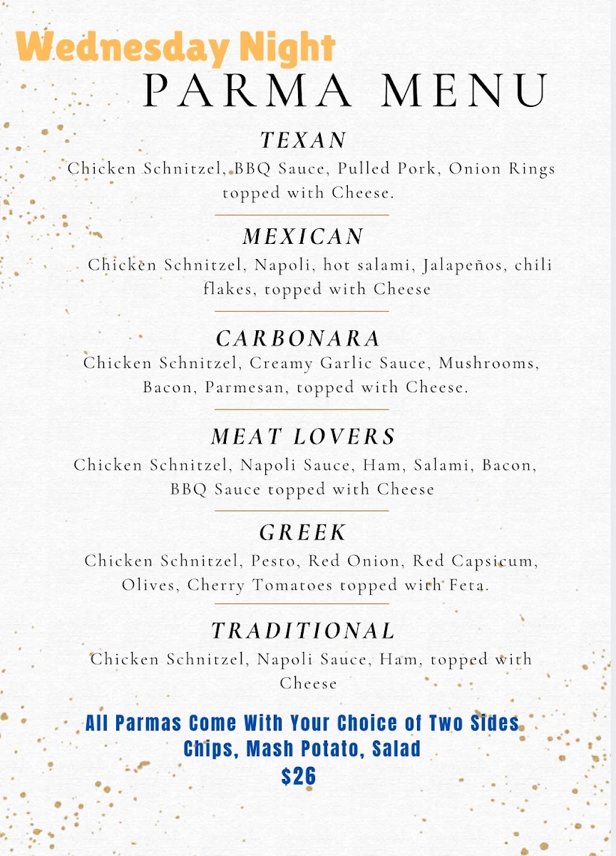 Menu, A One Catering company