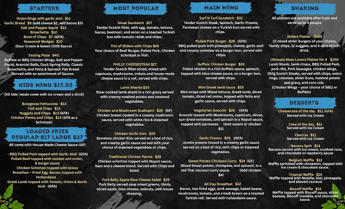 Menu, A One Catering company