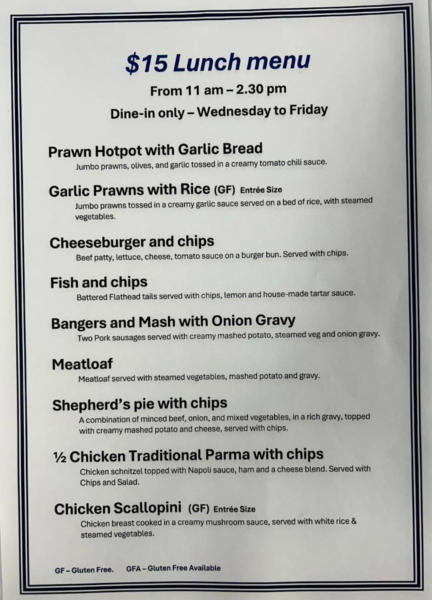 Menu, A One Catering company