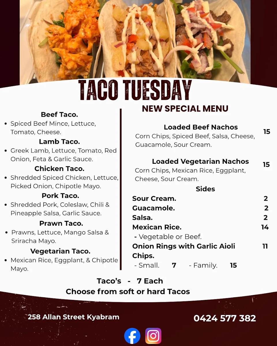 Menu, A One Catering company