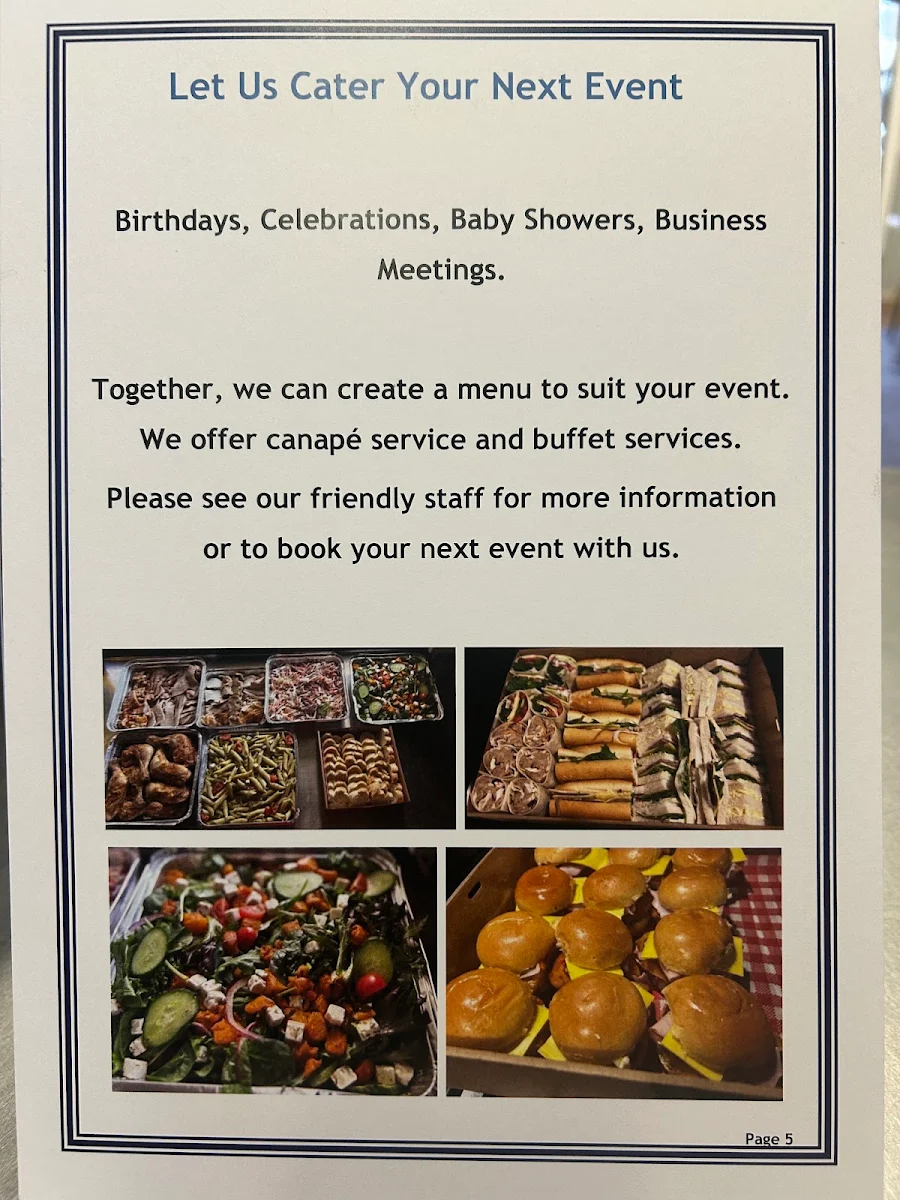Menu, A One Catering company