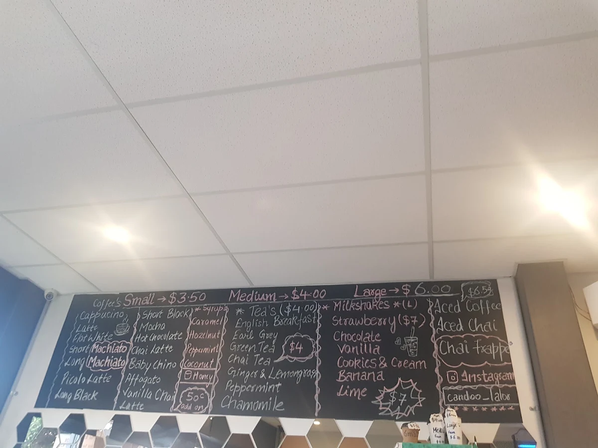 Menu, Maze Confectionery Lalor