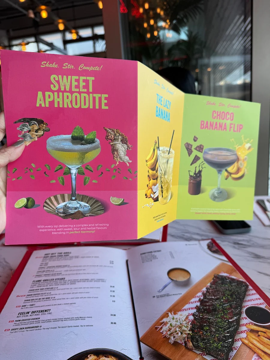 Menu, TGI Fridays Surfers Paradise