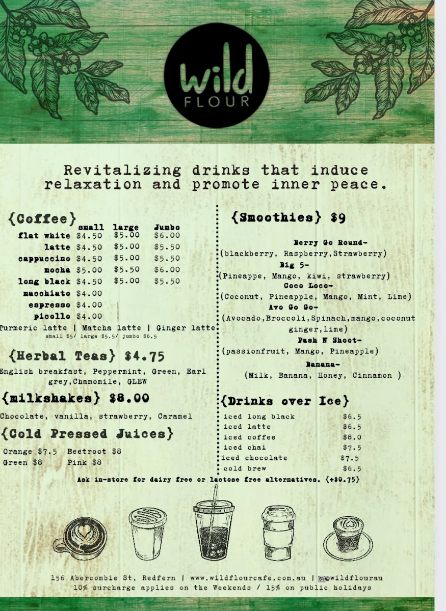 Menu, Wild Flour, Sydney