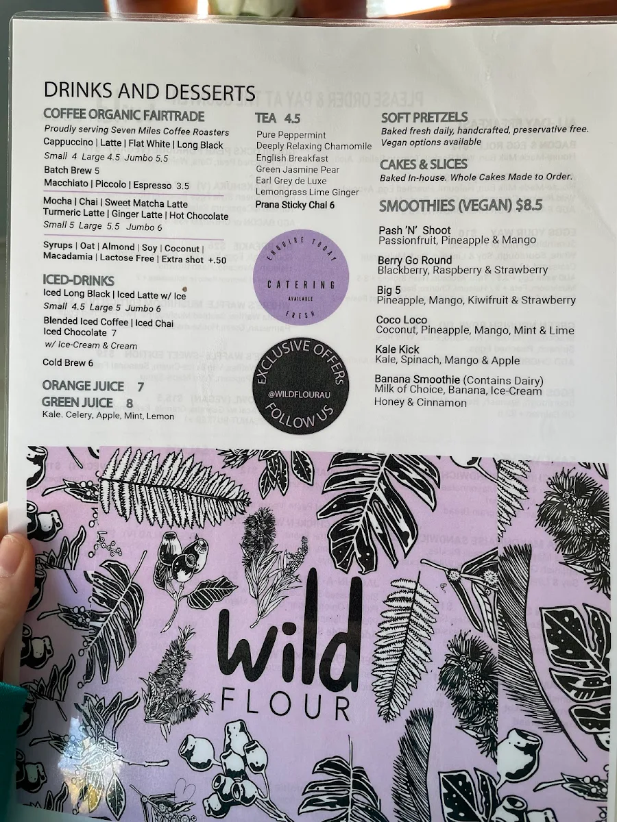 Menu, Wild Flour, Sydney