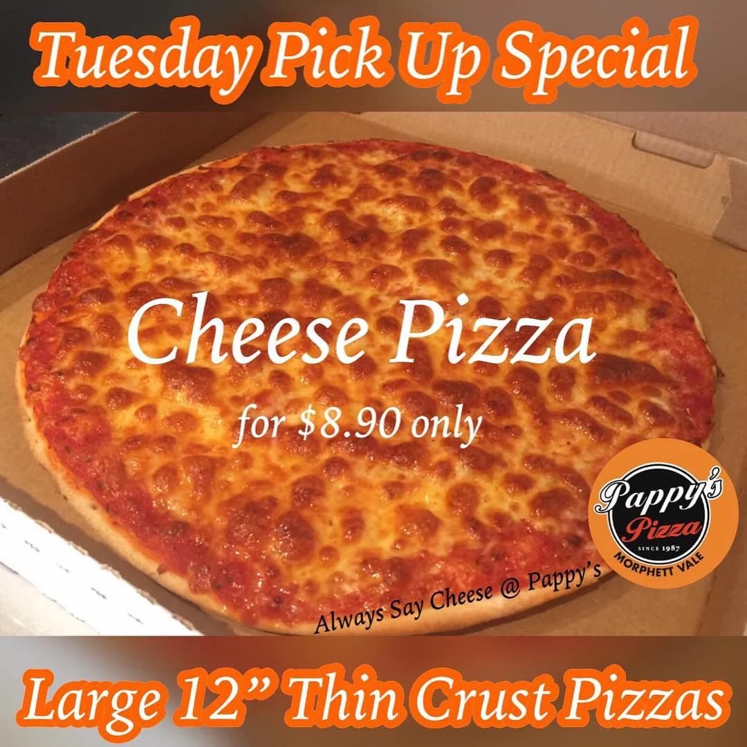 Menu, Pappy's Pizza Morphett Vale