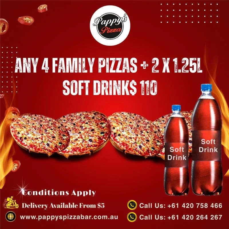 Menu, Pappy's Pizza Morphett Vale