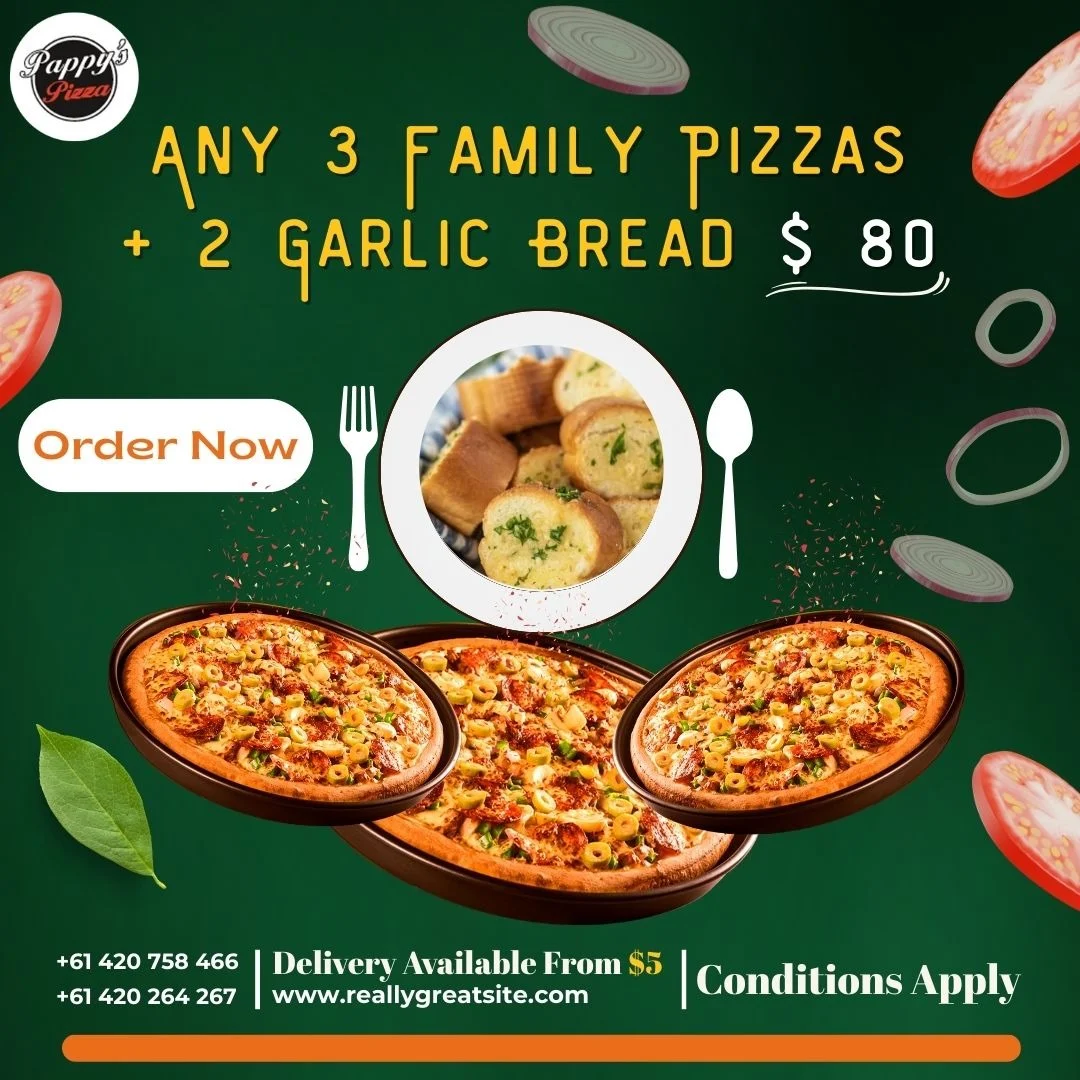 Menu, Pappy's Pizza Morphett Vale