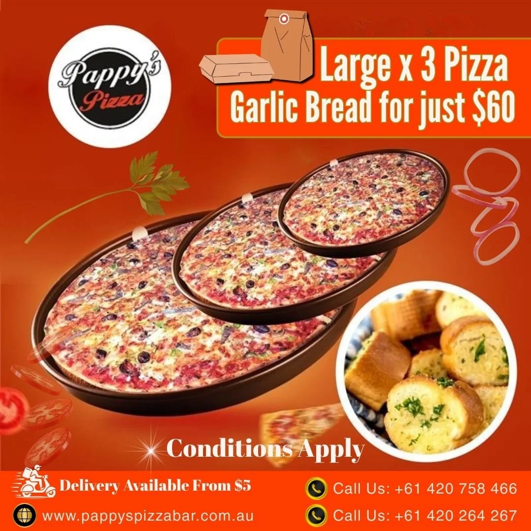 Menu, Pappy's Pizza Morphett Vale
