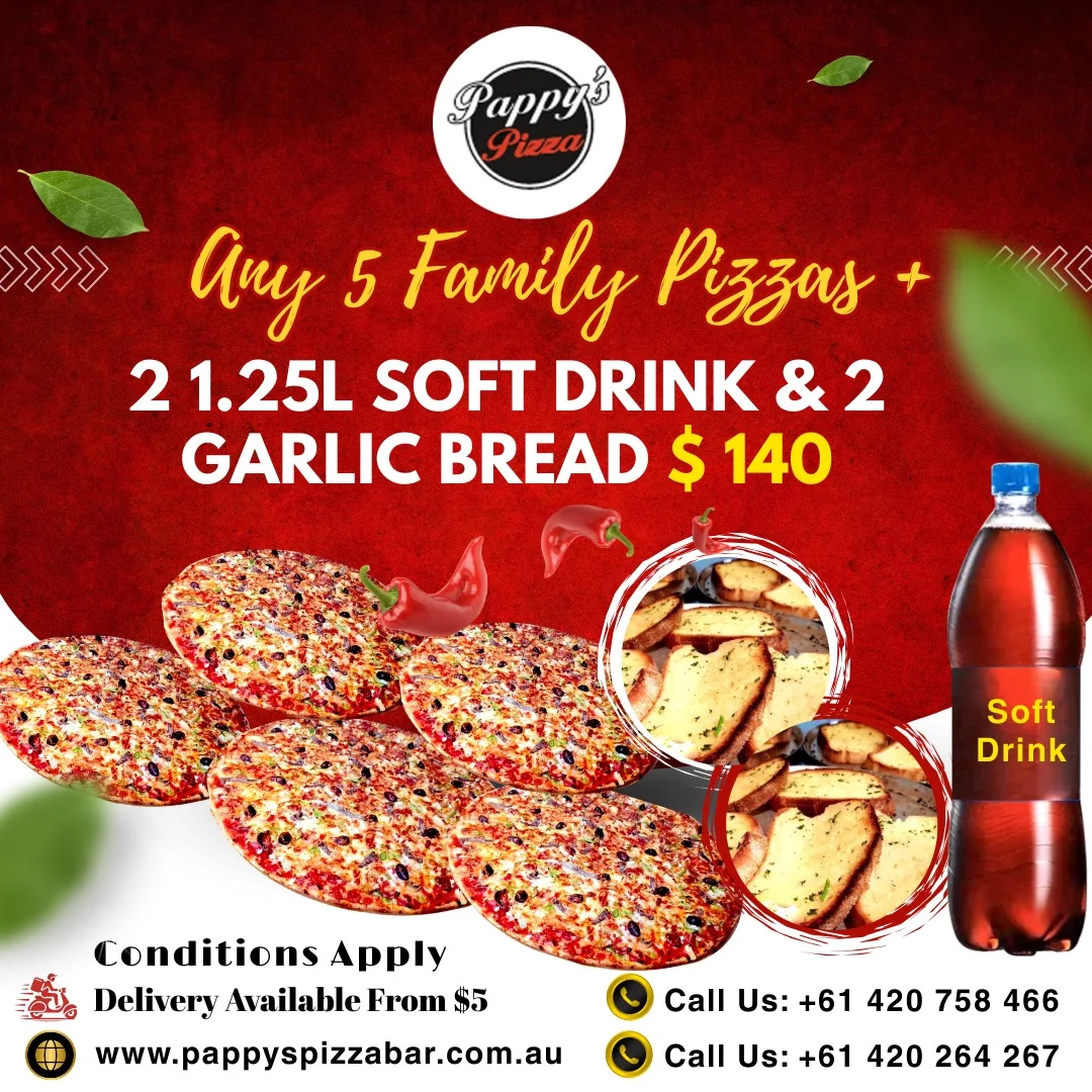 Menu, Pappy's Pizza Morphett Vale