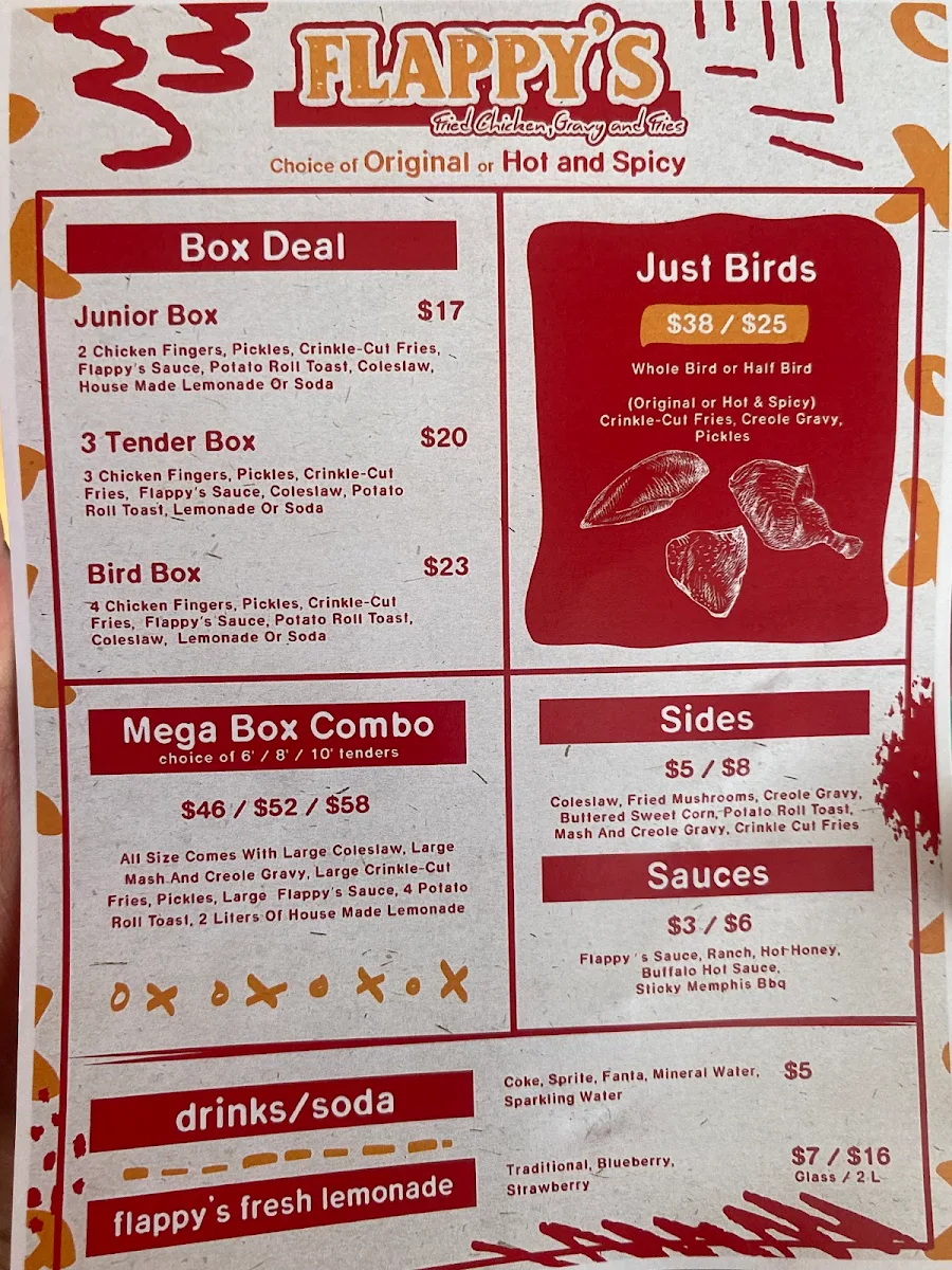 Menu, Flappys Fried Chicken Eastern Creek Outlet