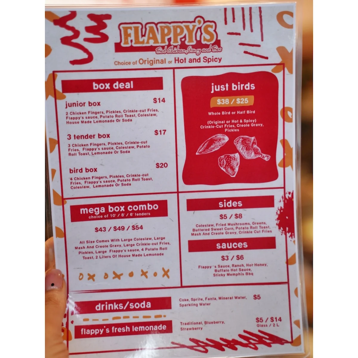 Menu, Flappys Fried Chicken Eastern Creek Outlet