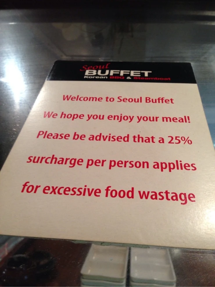 Menu, Seoul Buffet