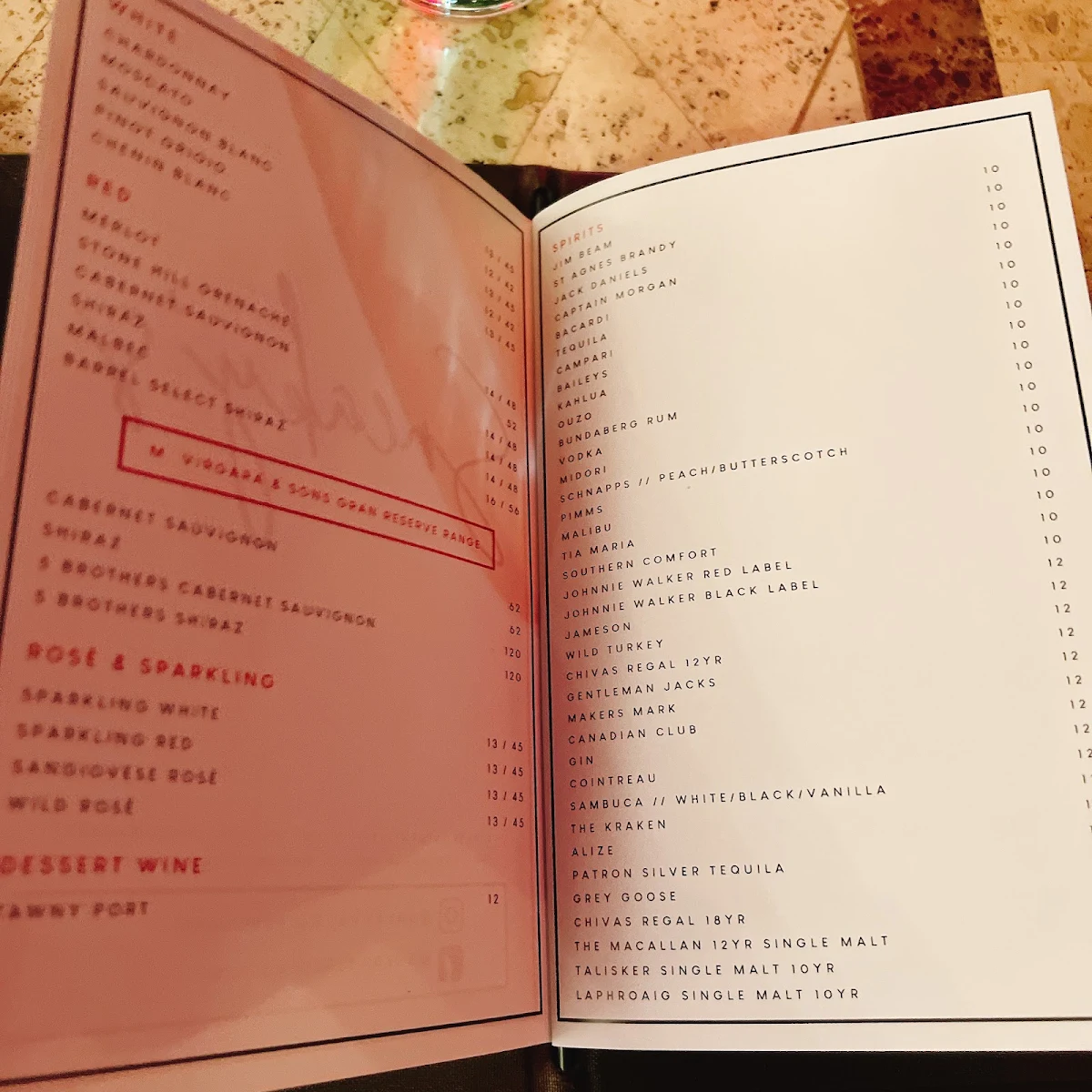 Menu, Sneaky's Restaurant
