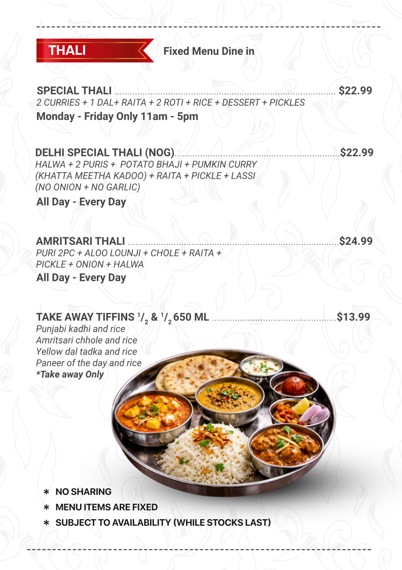 Menu, Amritsar Sweets & Chaat