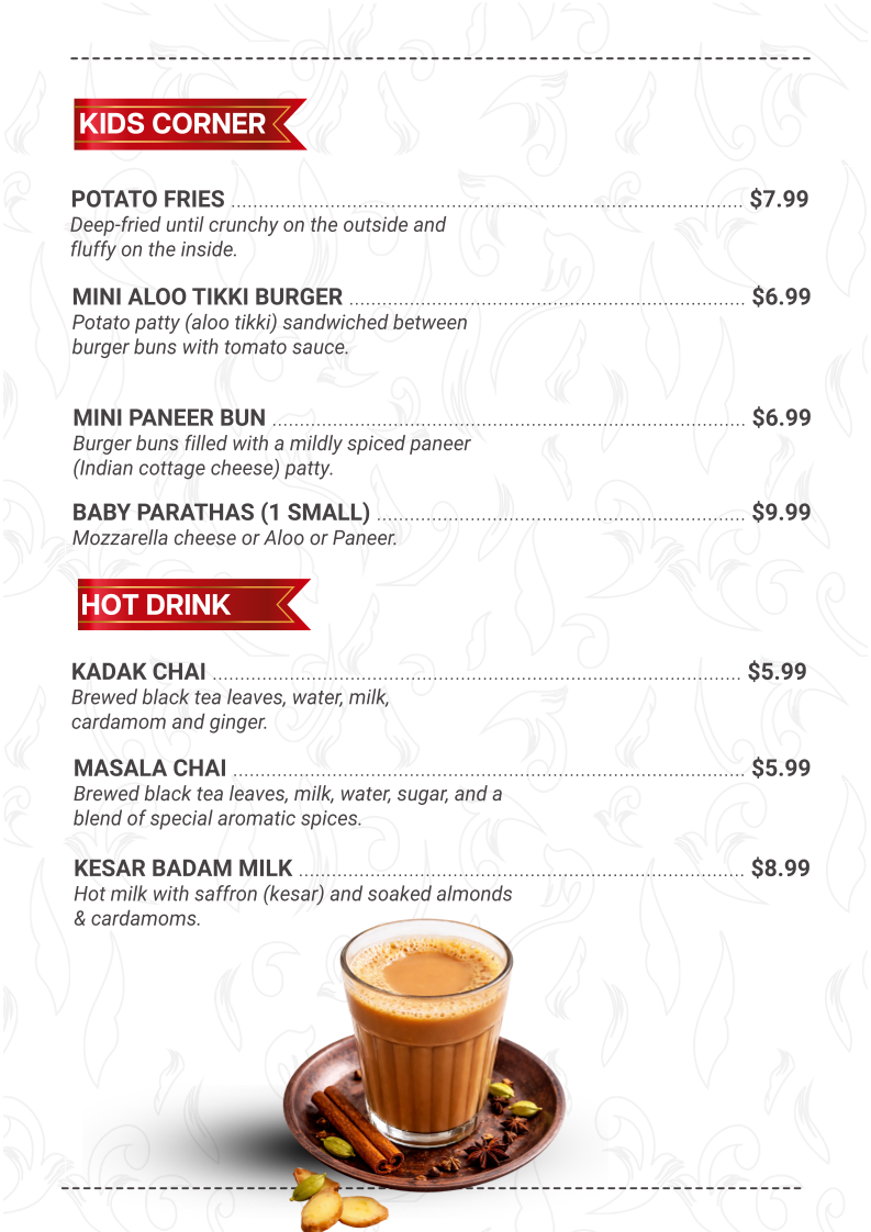 Menu, Amritsar Sweets & Chaat