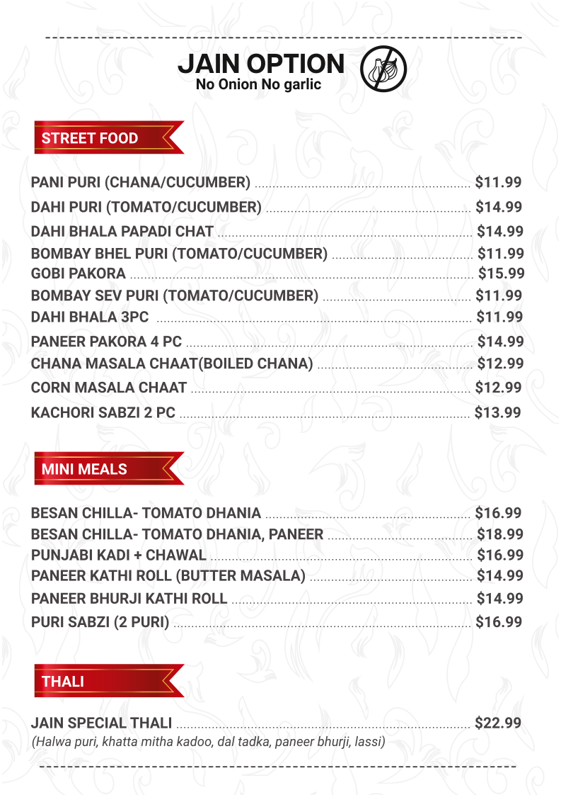 Menu, Amritsar Sweets & Chaat