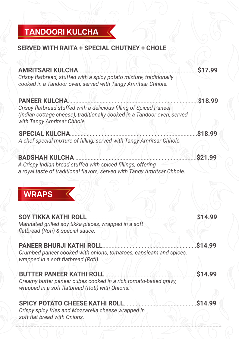 Menu, Amritsar Sweets & Chaat