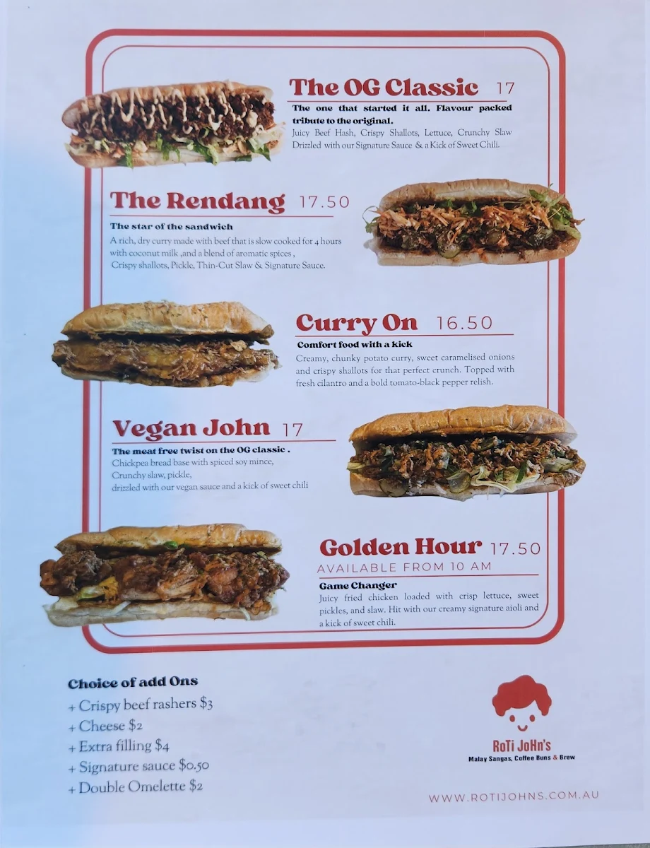 Menu, Roti John's - Kuih & Kopi