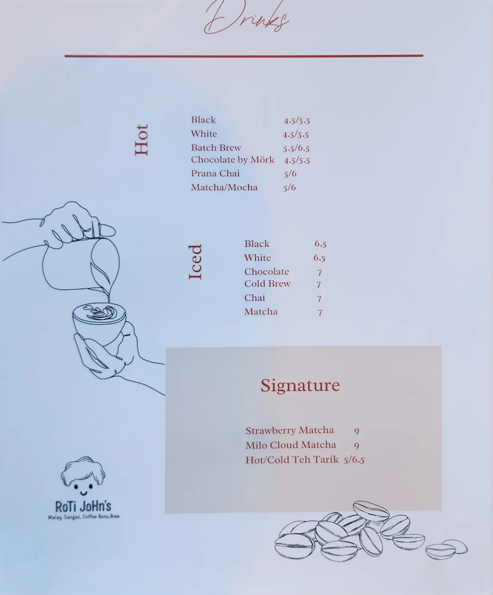 Menu, Roti John's - Kuih & Kopi