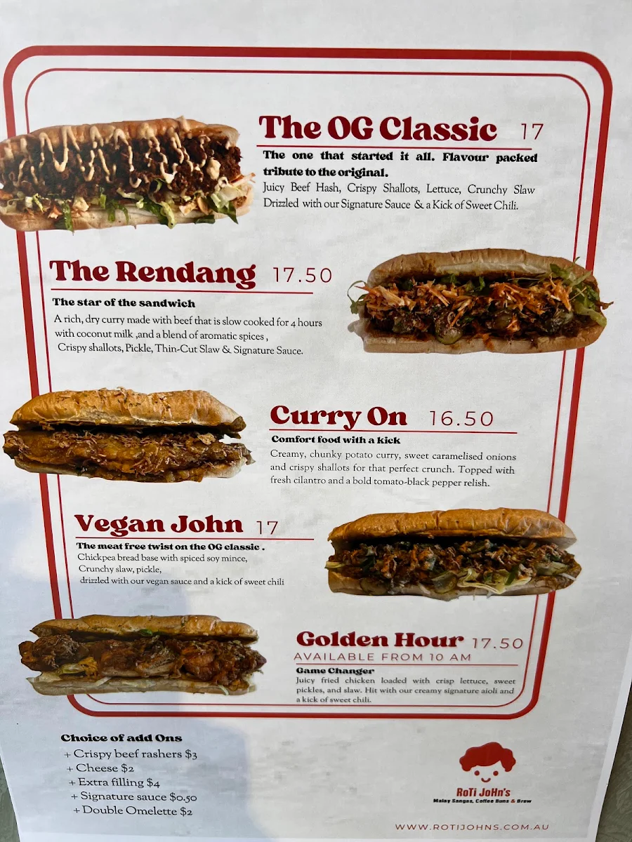Menu, Roti John's - Kuih & Kopi