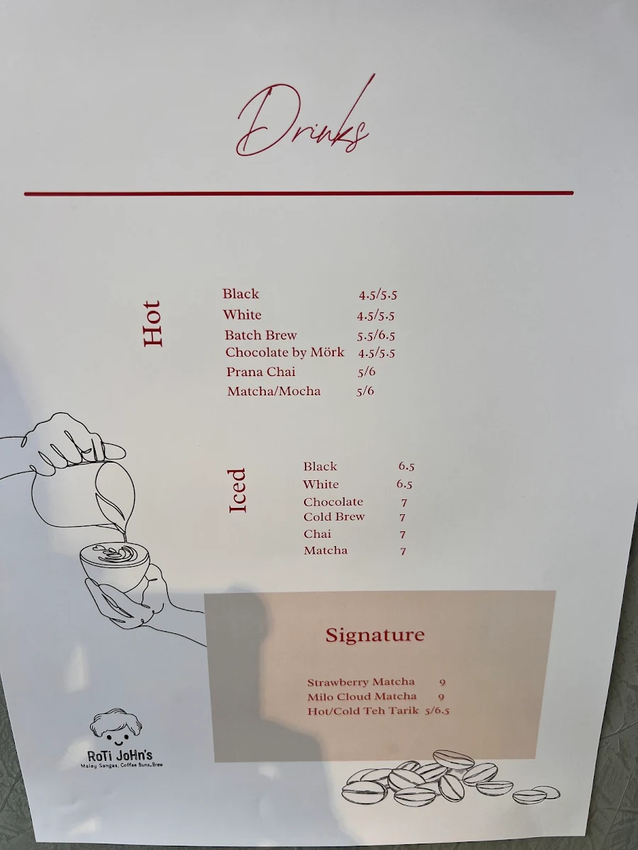 Menu, Roti John's - Kuih & Kopi