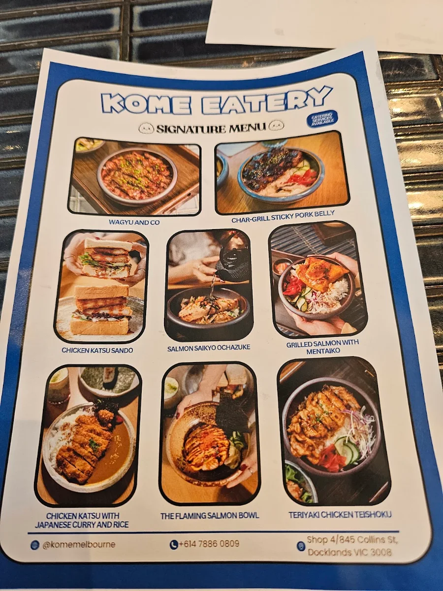 Menu, KOME Eatery