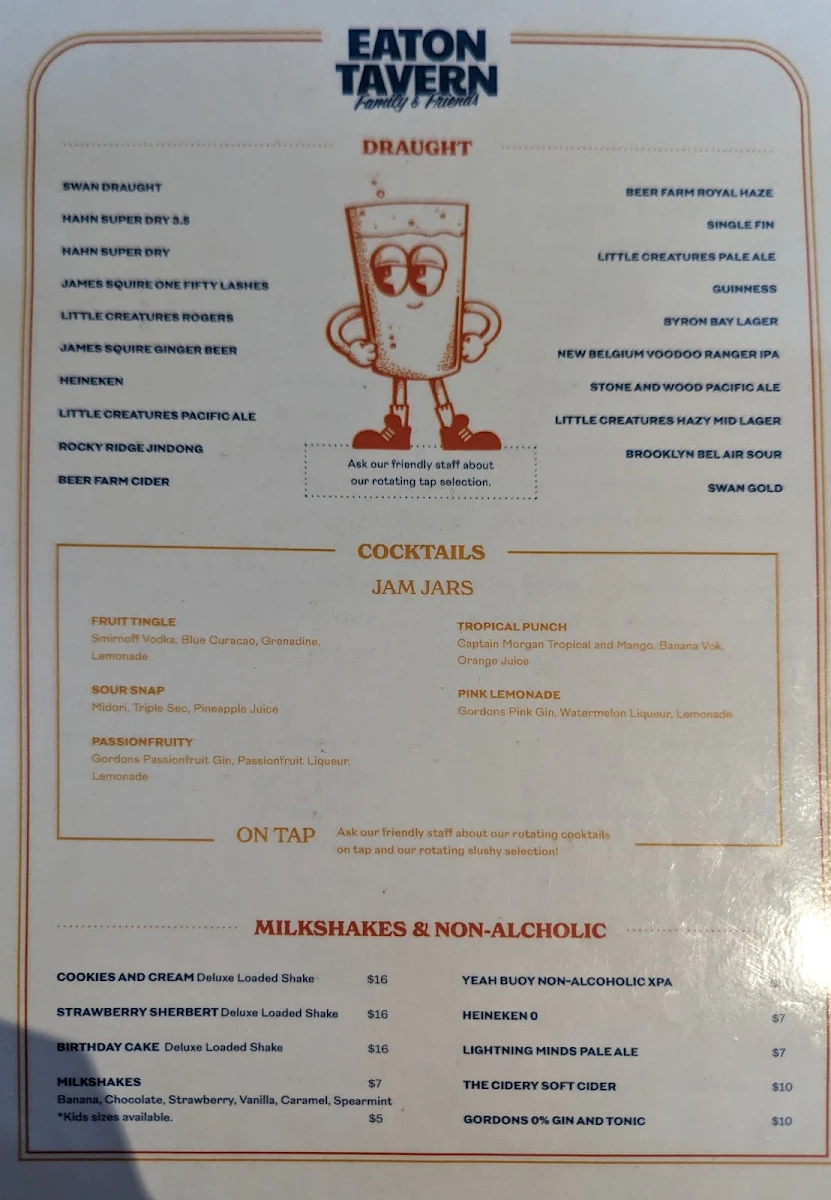 Menu, Eaton Tavern