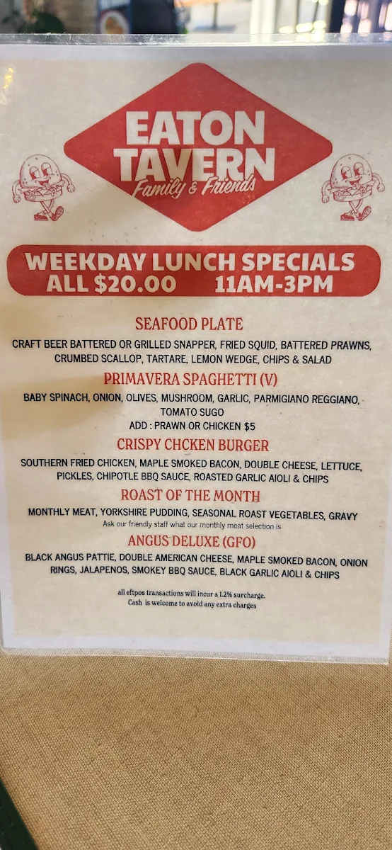 Menu, Eaton Tavern