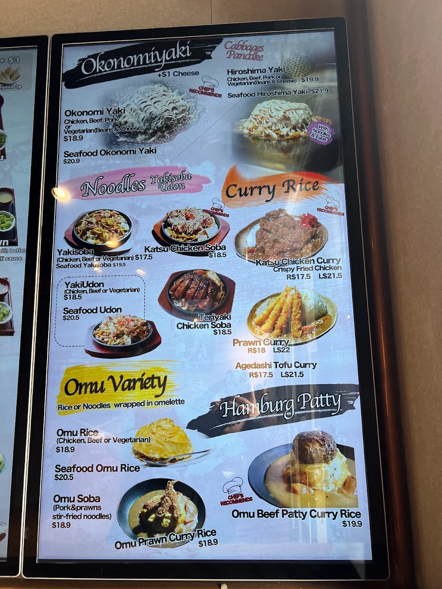 Menu, Teppanyaki Legend