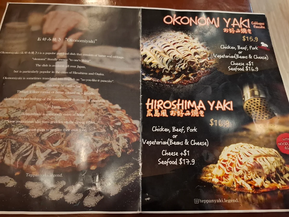 Menu, Teppanyaki Legend