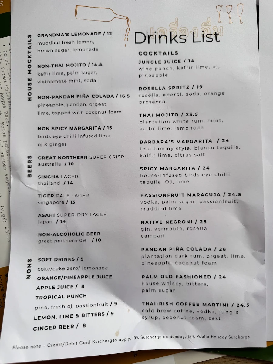 Menu, Jungle Fowl