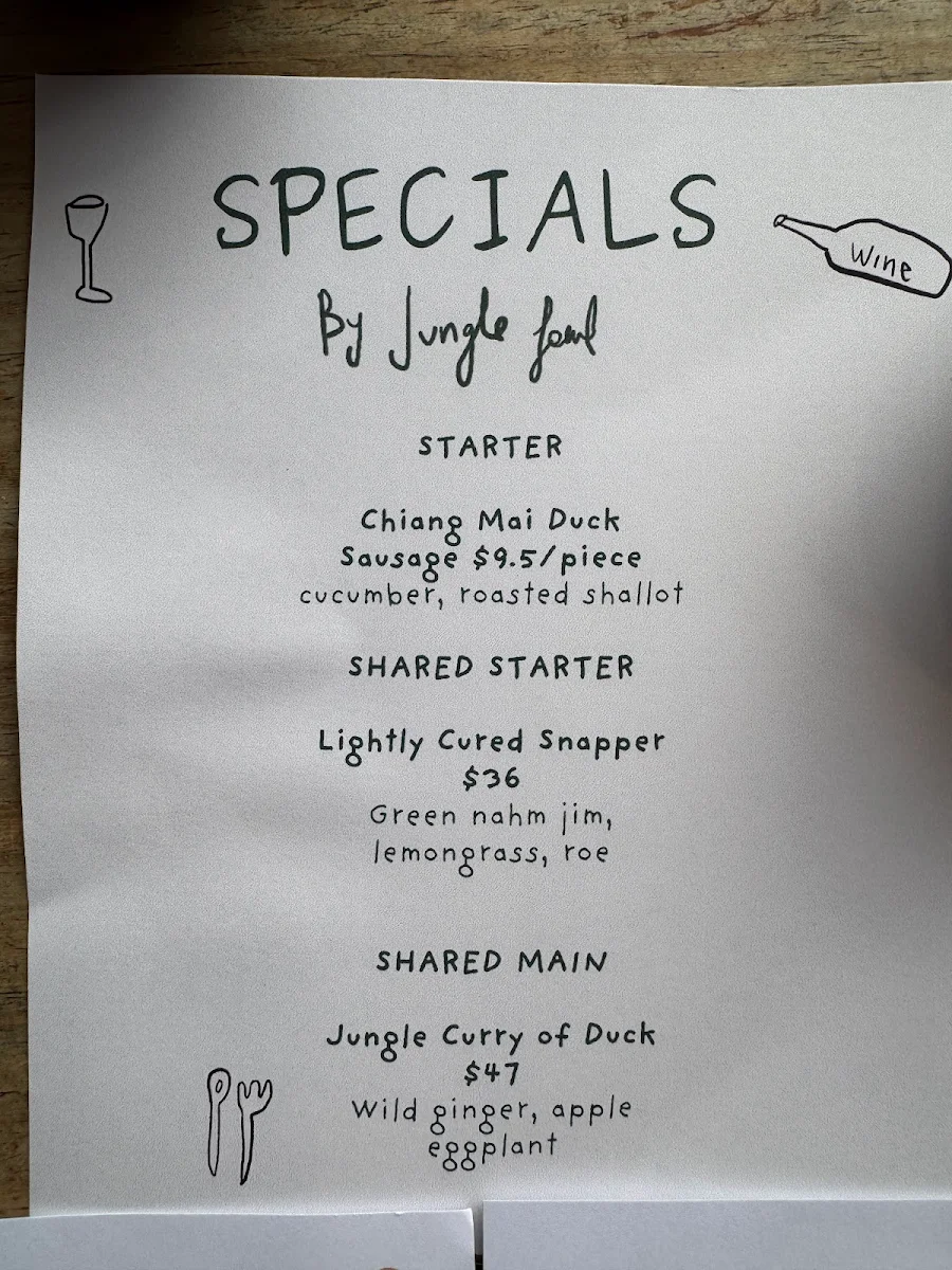 Menu, Jungle Fowl