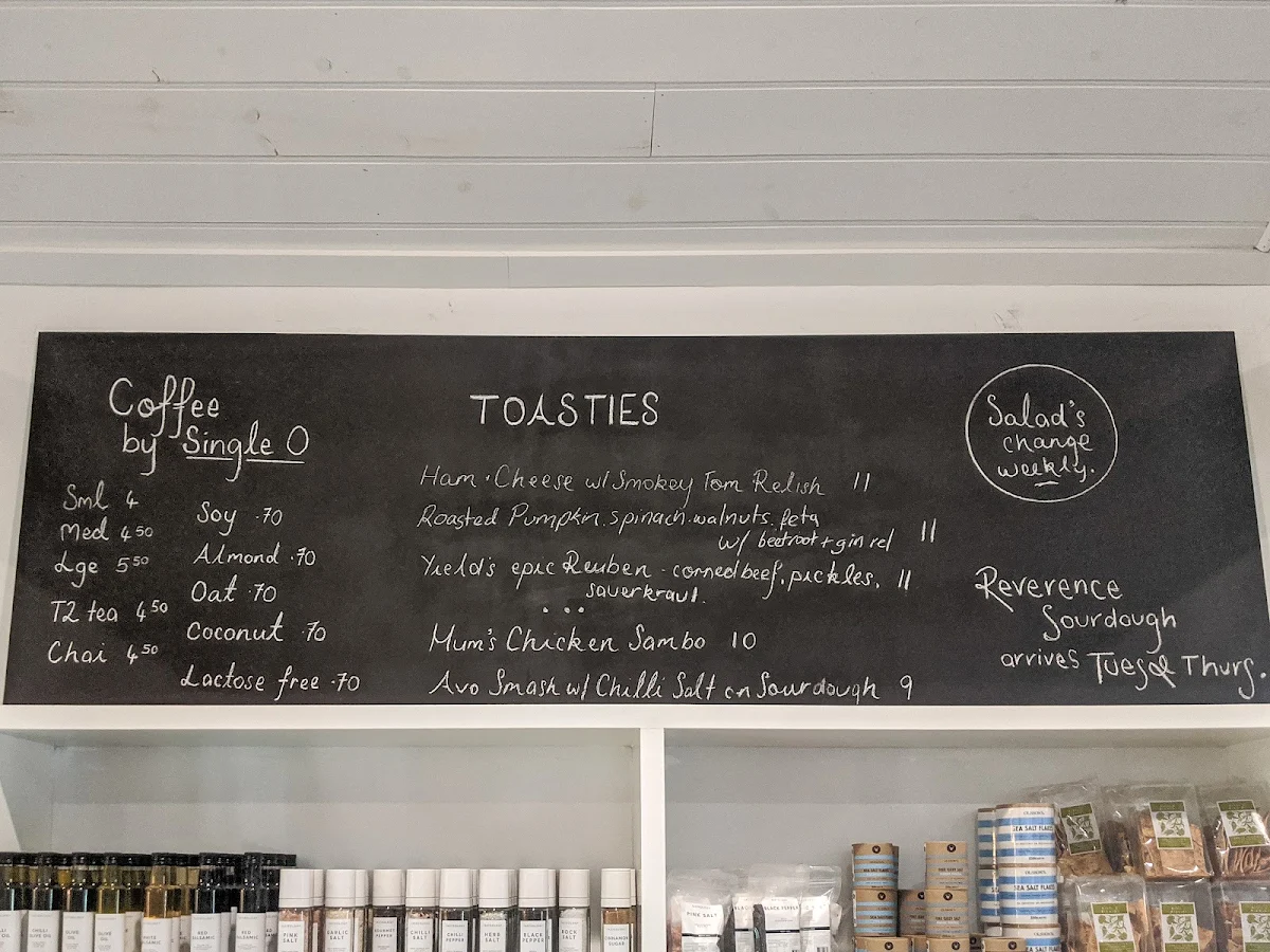 Menu, Yield Narrabri