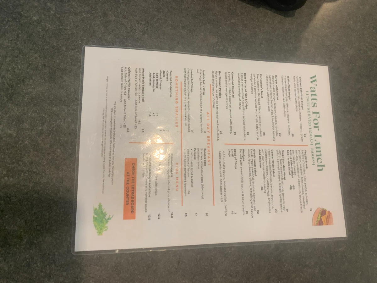 Menu, Bundalong Cafe